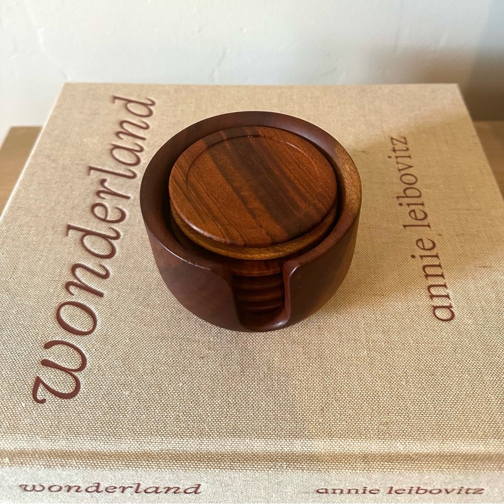 Vintage Wooden Coaster Set - Picture 2 of 2
